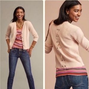 Cabi Eliza Lace Up Blush Cardigan Size Medium